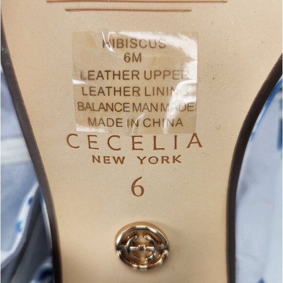 New Cecelia New York Womens Hibiscus Heeled Sandals Blue Tie Dye Leather Size 6 - Picture 4 of 4